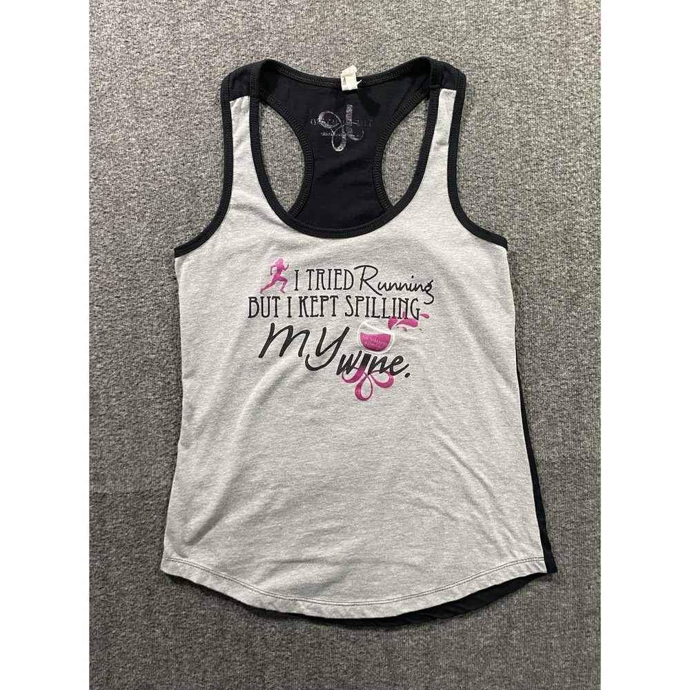 Ideal T by Next Level Women's Black /gray Scoop Neck Racerback Tank Top Size S
